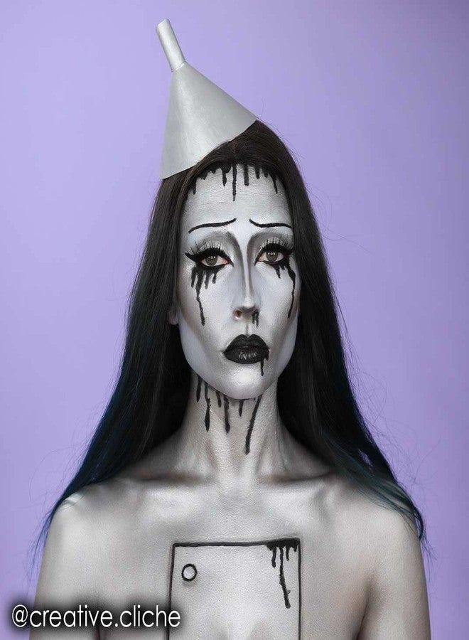 Mehron Makeup Fantasy FX Cream Makeup | Water Based | Halloween | Silver Face & Body Paint For Adults 1 fl oz (30ml) (Silver) - Image 3